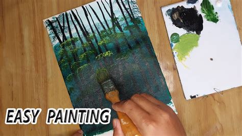 Easy Autumn Forest Landscape Acrylic Painting Acrylic Painting Ideas