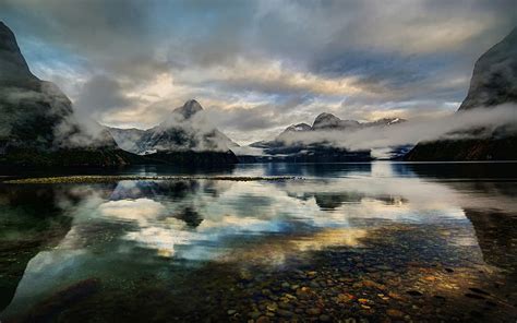 Hd Wallpaper Milford Sound New Zealand Mountain Lake Wallpaper Flare