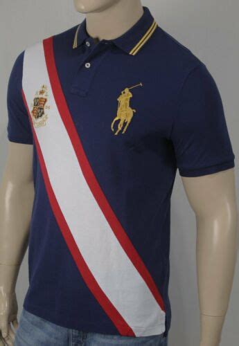 Polo Ralph Lauren Navy Classic Fit Mesh Sash Shirt Big Gold Pony Crest Nwt Ebay