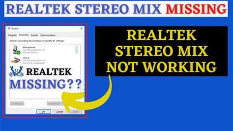 Realtek Stereo Mix Missing Not Working Youtube