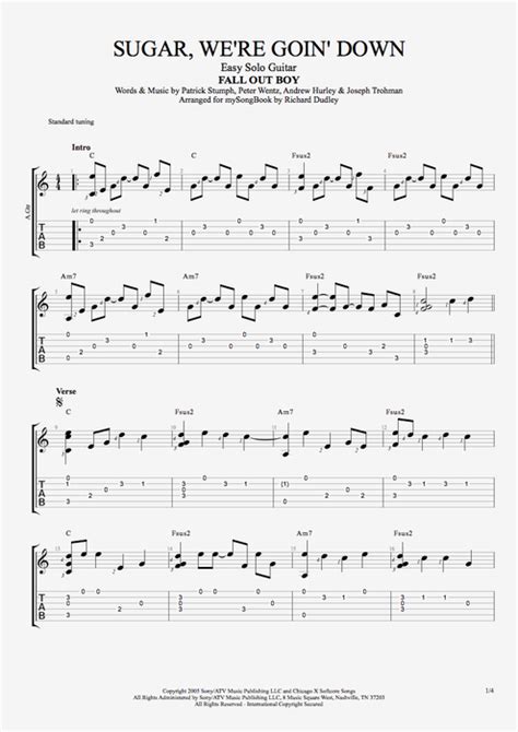F that i am trying c i know you're wearing. Sugar, We're Goin Down by Fall Out Boy - Easy Solo Guitar ...