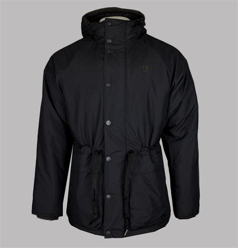 fred perry padded zip through jacket black bronx clothing
