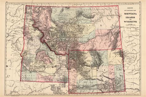County And Township Map Of Montana Idaho And Wyoming Art Source