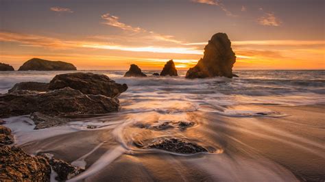 426134 Water Nature Beach Waves Sky Sunset Landscape Rocks Sea