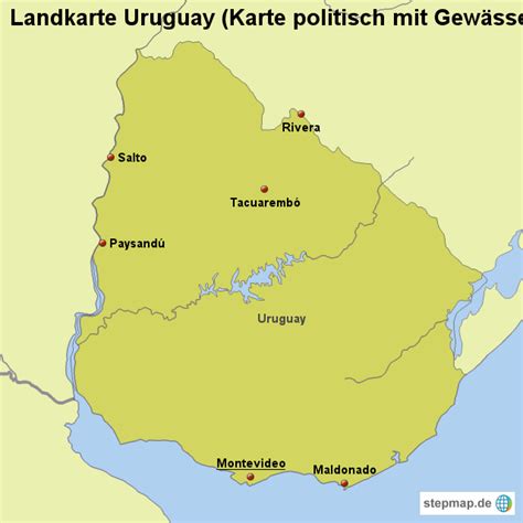 Get more informative uruguay maps like political, physical, location, outline, thematic etc. StepMap - Landkarte Uruguay (Karte politisch mit Gewässern ...