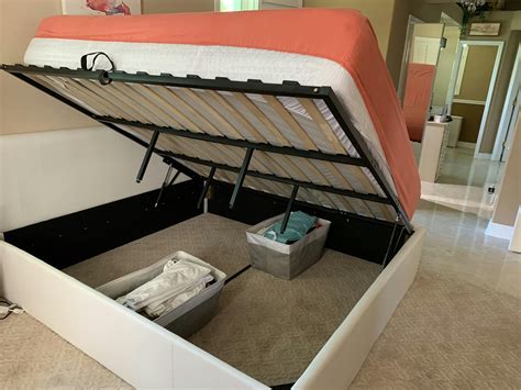 Full Platform Bed Frame With Lifting Storage Beds Queen Upholstered