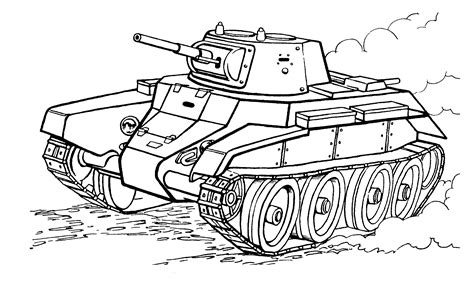 Tanks can cross all types of difficult terrain. Coloring page - Light Tank
