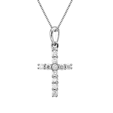 Igi Certified 10k Gold Cross Diamond Pendant Necklace 15 Carat