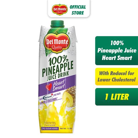 Del Monte 100 Pineapple Juice Drink Heart Smart With Reducol For Lower