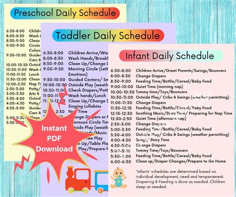 Daycare Daily Scheduleschildcare Center Printable Etsy Daily
