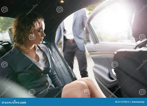 Businesswoman Getting Out Of A Car Stock Image Image Of Assistance People 61127813