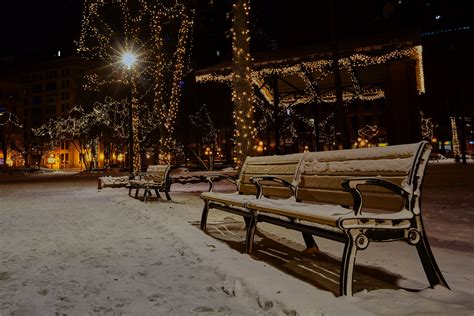 Free Photo Photo Of Snow Covered Benches In The Park Benches Road