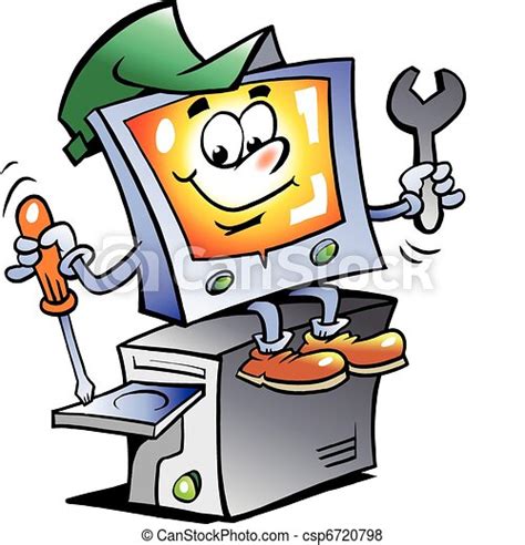 At monitor & laptop hospital pty ltd repair center, we are electronics and computer technicians which we provide the very best solutions, free quotes, no fix no charge policy and no. Computer repair mascot. Hand-drawn vector illustration of ...