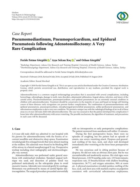 Case Report Pneumomediastinum Pneumopericardium And Epidural
