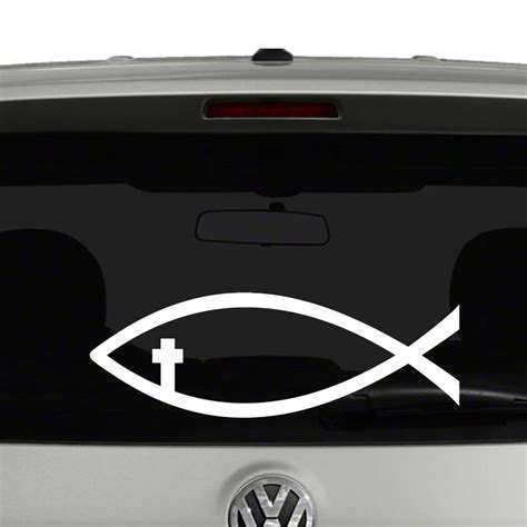 Cross Jesus Christian Fish Symbol Vinyl Decal Sticker