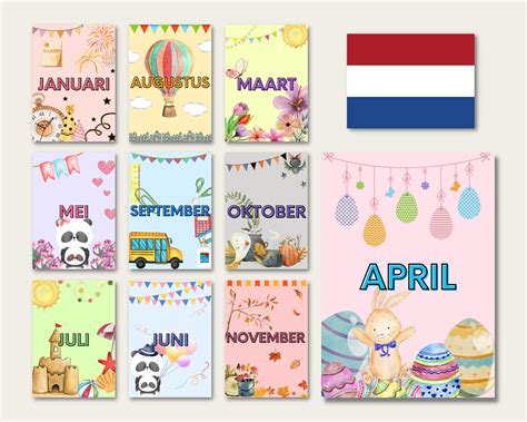 Dutch Months Of The Year Printable Montessori Educational Etsy Finland