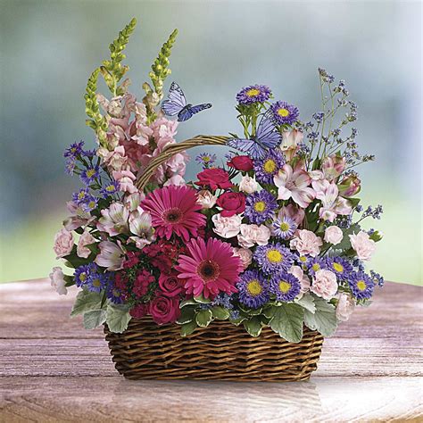 Country Basket Blooms Basket Arrangement Colorful Flowers