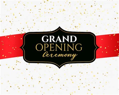 Grand Opening Ceremony Banner With Golden Confetti Free Vector