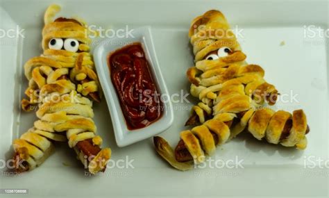 Sausage Mummies In Dough Scary Halloween Food Celebration Party With