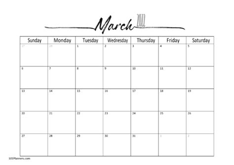 Free Printable March 2022 Calendar Customize Online