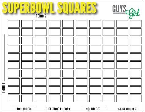 Football Squares Free Download For Your Super Bowl Party