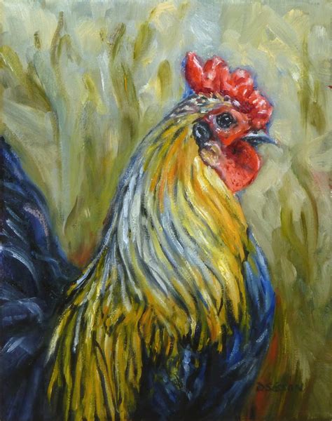 Daily Painting Projects Glowing Rooster Oil Painting Chicken Art