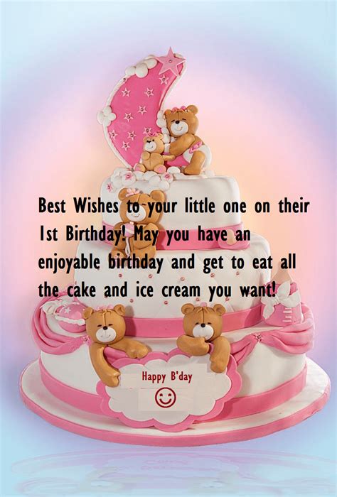 Cute Birthday Cake Wishes For Baby One Year Old Best Wishes