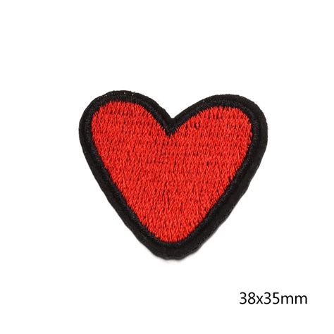 iron on patches for clothing red heart patch fabric badge embroidered stripes appliques for