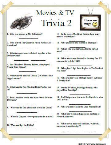 Free printable 1950 trivia questions and answers printable. Movie+Trivia+Questions+and+Answers | Trivia questions and ...