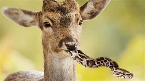 Deer Breaks Natures Rule And Eats A Snake