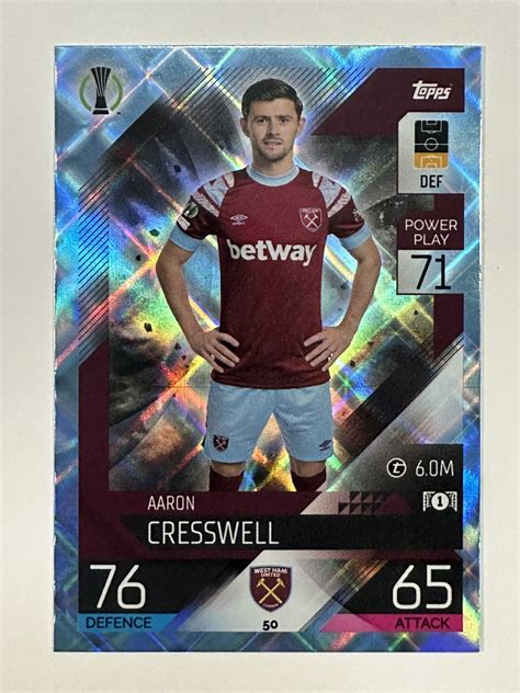 050 Aaron Cresswell Base Crystal Foil Parallel West Ham Topps Match Attax 20222023 Card