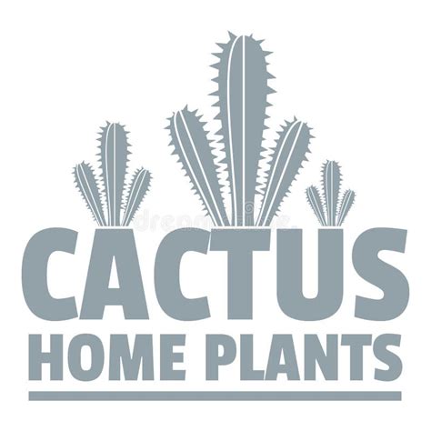 Home Cactus Plants Logo Simple Gray Style Stock Vector Illustration