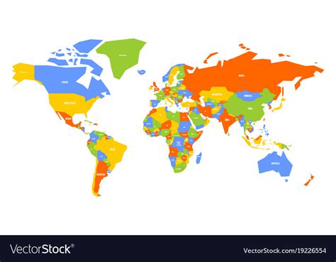 Colorful Map Of World Simplified Map With Vector Image