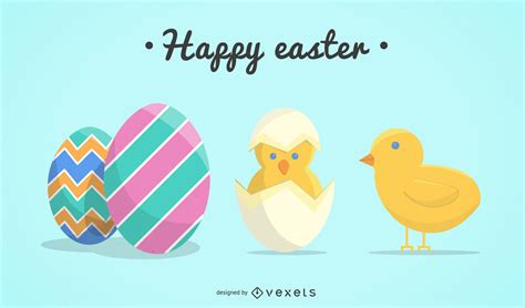 Easter Eggs And Chicken Vector Download