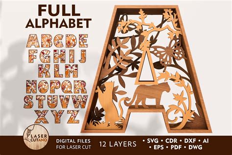 A Z Alphabet Letters Mandala 3D Layered SVG Digital File A Z Alphabet