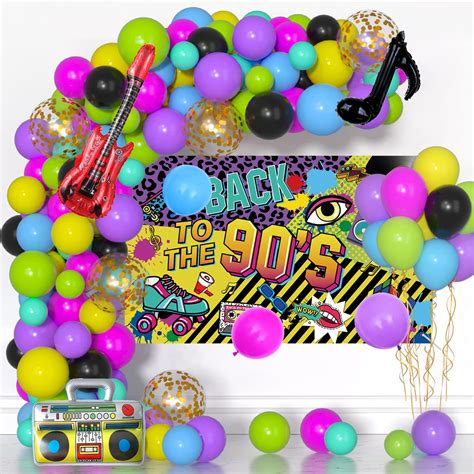Buy 80s 90s Party Decorations Back To 90s Backdrop With 80s 90s Balloon