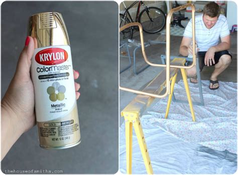 Architecture metallic wall coating water based gold paint for metal. Chrome Chairs go Gold & A Game Table + How to Spray Paint ...