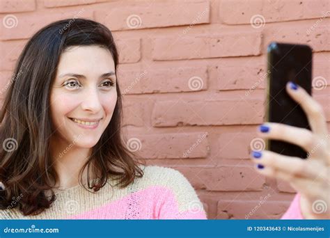 Young Woman Taking Selfie With Her Smartphone Stock Image Image Of