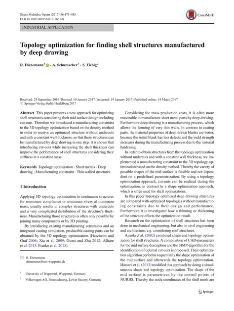 Pdf Topology Optimization For Finding Shell Structures