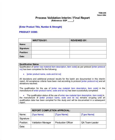 Validation Report Templates 9 Free Word Pdf Format Download