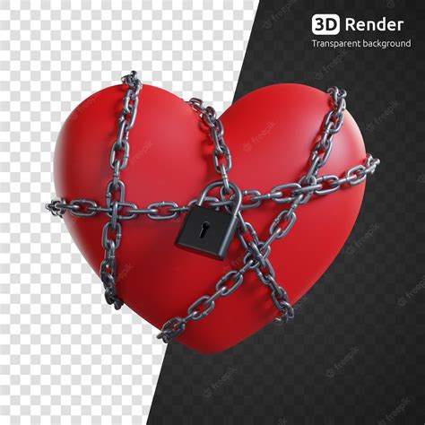 Premium Psd 3d Heart In Chains With Lock