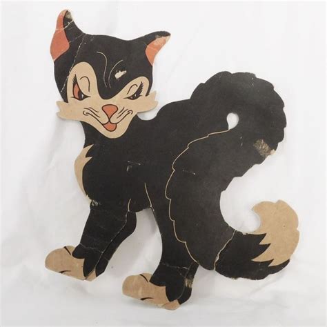 Black Cat Cardboard Halloween Decoration Beistle Company Fair Condition
