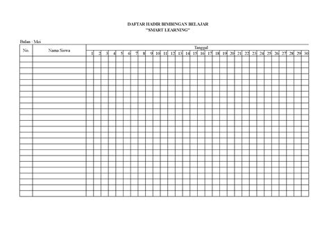 Pdf Contoh Daftar Hadir Untuk Bimbingan Belajar Dokumen Tips