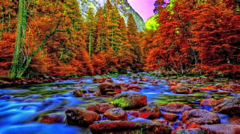 Yosemite Valley In Autumn Beautiful Mountain River National Park California Usa Desktop