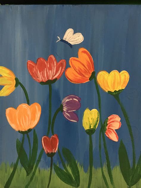 Pin By Amber Houck On Paint Parties For Fun Flower Painting Canvas