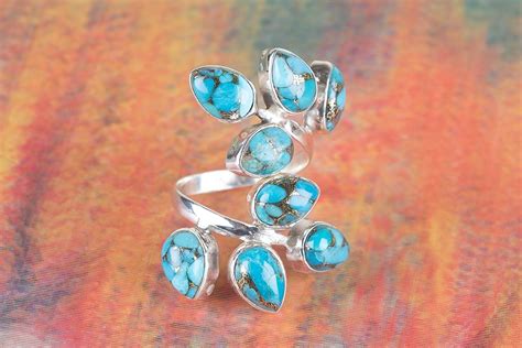 Gorgeous Blue Copper Turquoise Gemstone Ring Handcrafted With