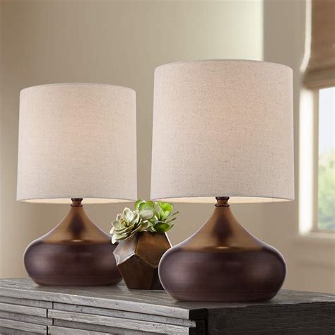 Steel Droplet 14 34 High Brown Small Accent Lamps Set Of 2 1n508