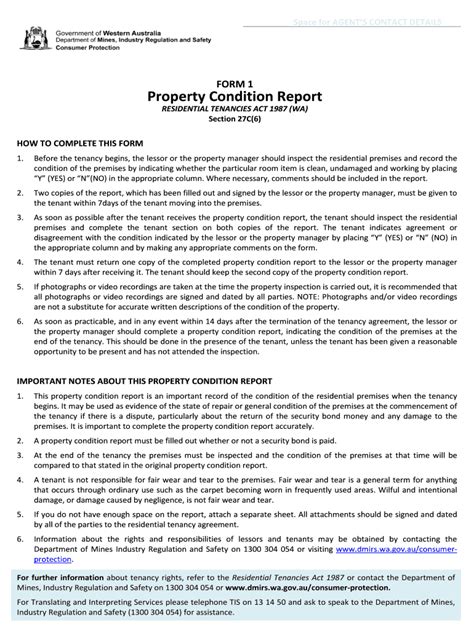 2017 AU Form 1 Property Condition Report Fill Online Printable