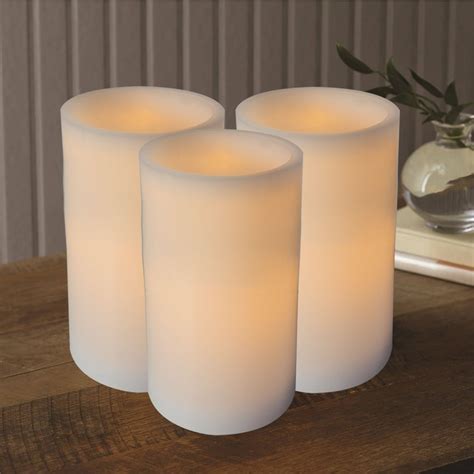 3 Pack Mainstays 3x6 Inch Flameless Led Pillar Candles White