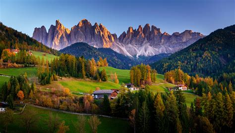 Download Italy Forest Fall Mountain Dolomites Photography Landscape Hd